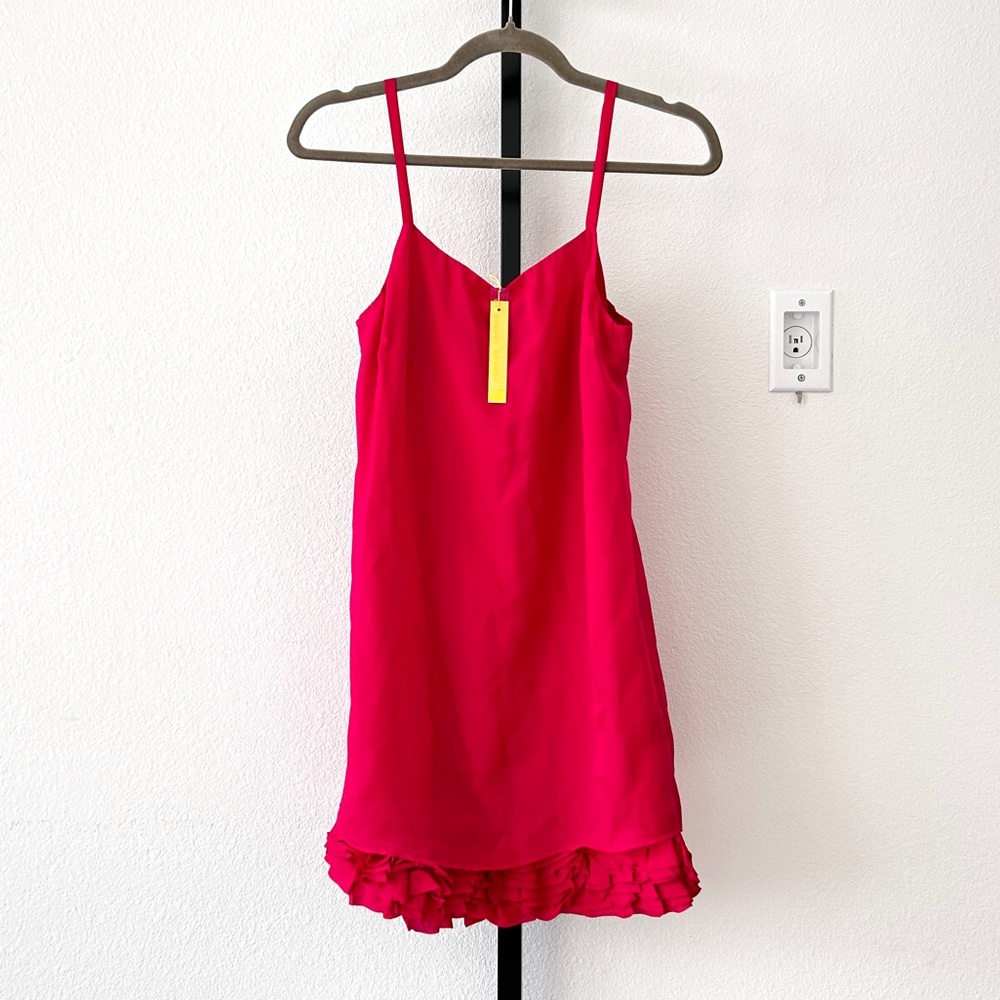ALICE + OLIVIA 100% Silk Slip Mini Dress in Hot Pink, Size XS, New with Tag
